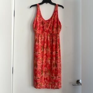 Fresh Produce Empire Cut Orange Pink Dress Size M